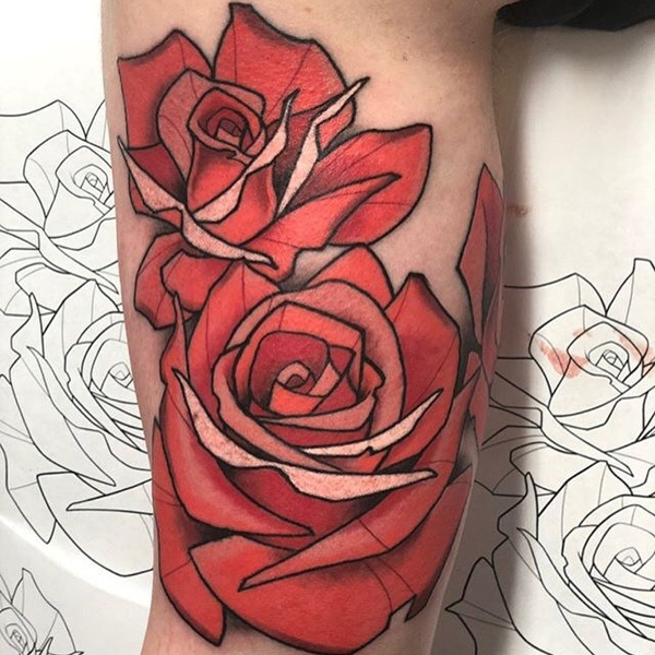 Neo Traditional Rose Tattoo by Billy Williams TattooNOW
