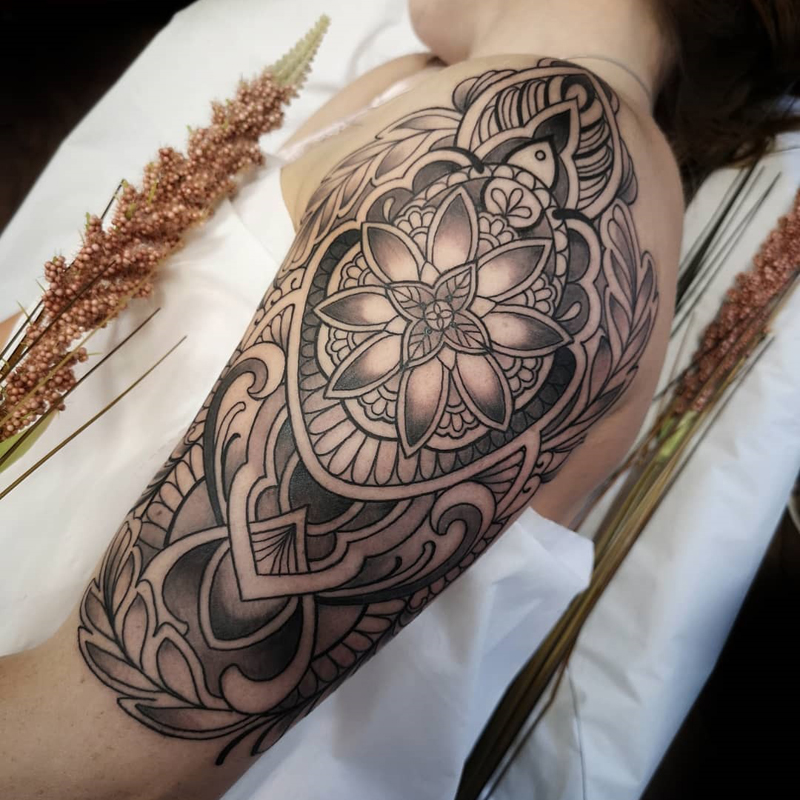 Tattoo uploaded by Charles • #geometric #sleeve #bkkink #geometrictattoo  #blackwork • Tattoodo