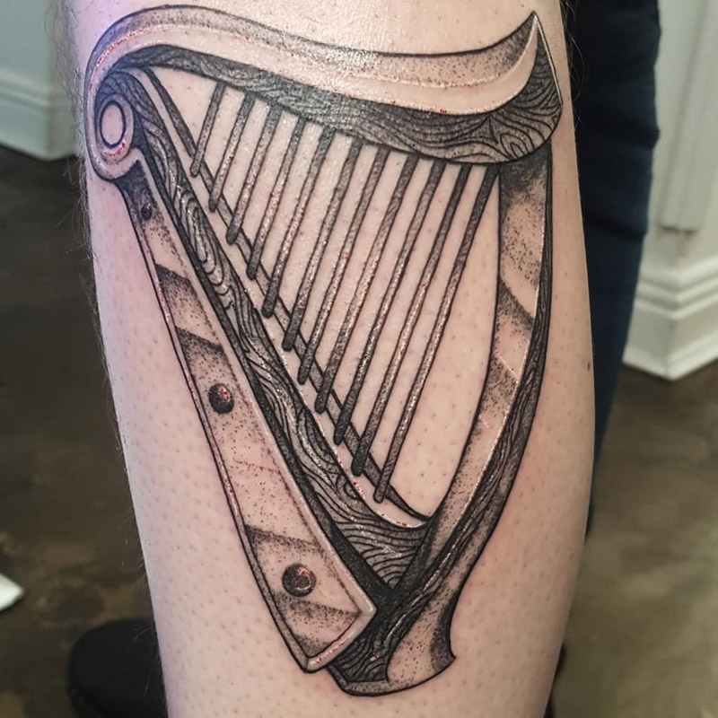 Harp Tattoo by Scott Bainbridge TattooNOW
